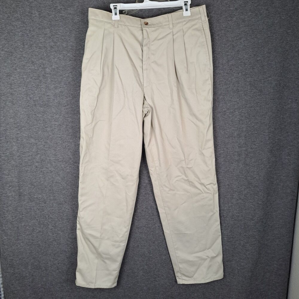 Farah Classics‎ Vintage Pleated Mens 35x32* Khaki Wrinkle Resistant Pants NWT